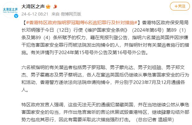 香港特区政府指明罗冠聪等6名逃犯罪行及针对措施 第 2 张